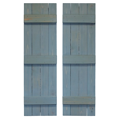 Dogberry Collections Traditional Board and Batten Exterior Shutters, WTRAD1466BLUEDOUB