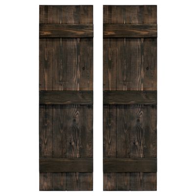 Dogberry Collections 14 in. x 72 in. Traditional Board and Batten Exterior Shutters, Black, 2 pc.