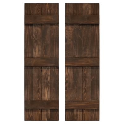 Dogberry Collections 72 in. x 14 in. Traditional Board and Batten Exterior Shutters, Brown, 2 pc.