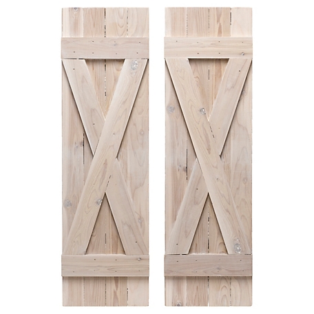 Dogberry Collections x Bar Board and Batten Exterior Shutters, WXBAR1442WHITDOUB