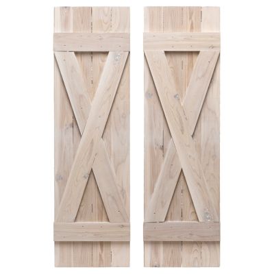 Dogberry Collections X Bar Board and Batten Exterior Shutters, WXBAR1448WHITDOUB