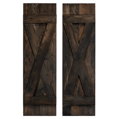 Dogberry Collections 60 in. x 14 in. X Bar Board and Batten Exterior Shutters, Black, 2 pc.