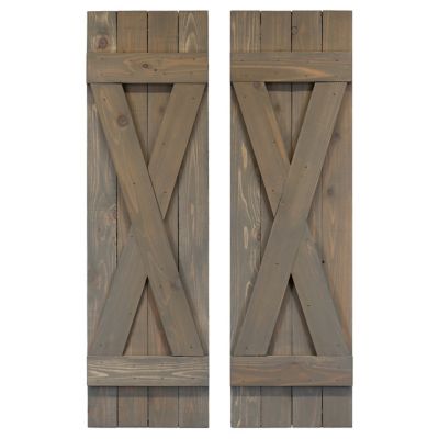 Dogberry Collections 72 in. x 14 in. X Bar Board and Batten Exterior Shutters, Gray, 2 pc.