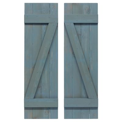 Dogberry Collections Z Bar Board and Batten Exterior Shutters, WZBAR1436BLUEDOUB