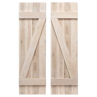 Dogberry Collections Z Bar Board and Batten Exterior Shutters, WZBAR1436WHITDOUB
