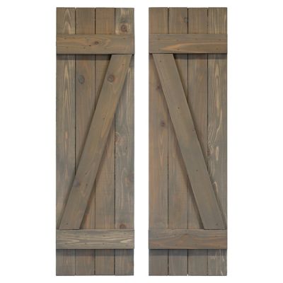 Dogberry Collections 48 in. x 14 in. Z Bar Board and Batten Exterior Shutters, Gray, 2 pc.