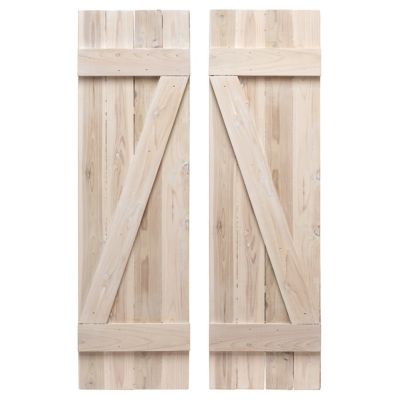 Dogberry Collections 54 in. x 14 in. Z Bar Board and Batten Exterior Shutters, White, 2 pc.