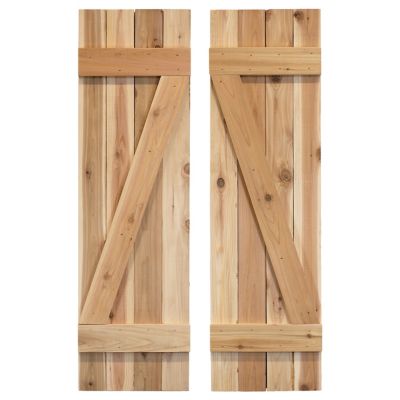 Dogberry Collections 84 in. x 14 in. Z Bar Board and Batten Exterior Shutters, Unfinished, 2 pc.