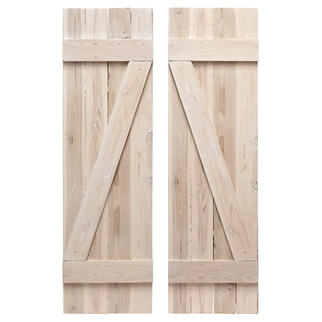 Dogberry Collections Z Bar Board and Batten Exterior Shutters, WZBAR1484WHITDOUB
