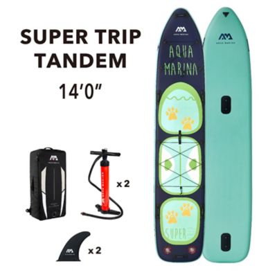 Aqua Marina Super Trip Tandem 14 ft. 0 in. Stand Up Multi-Person Paddle Board - Inflatable Sup Package, Carry Bag, Fin, Pump