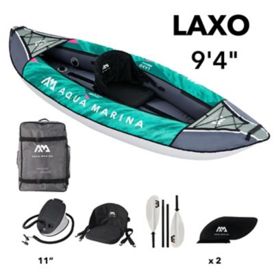 Aqua Marina Laxo 9 ft.4 in., 1 Person, Recreational Kayak - Inflatable Kayak + Carry Bag, Paddle, Fin & Pump, US-LA-2851