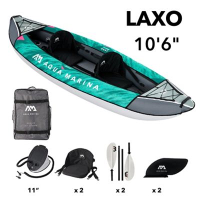 Aqua Marina Laxo 10 ft.6 in.,2 Person, Recreational Kayak - Inflatable Kayak Package Including Carry Bag, Paddle, Fin & Pump