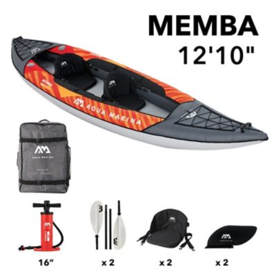 Aqua Marina Memba 12 ft.10 in., 2 Person Touring Kayak - Inflatable Kayak Package, Including Carry Bag, Paddle, Fin & Pump