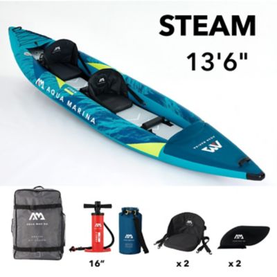 Aqua Marina Steam 13 ft.6 in., 2 Person, Versatile / White Water Kayak Including Carry Bag, Fin & Pump
