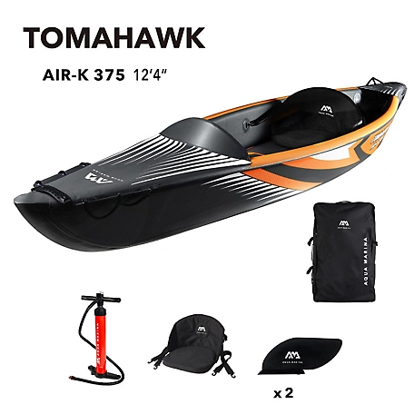 Aqua Marina Tomahawk Air-K 12 ft.4 in. High Pressure Speed Kayak/Canoe Including Carry Bag, Paddle, Fins & Pump