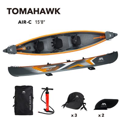 Aqua Marina Tomahawk Air-C 15 ft.8 in. High Pressure Speed Kayak/Canoe - Inflatable Kayak + Carry Bag, Fins & Pump, US-AIR-C