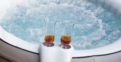 Image showing  Comfort Set - 2 Nos of Headrest & Cup Holder That Hold 2 Cups/Bottles for Mspa Hot Tub & Spa - Light Grey, US-HS-AM-CSHH