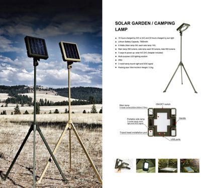 Image showing  Whitenight Solar LED Light, 5-in-1, Main + 4 Independent Detachable Multi Mode Side Lights, Tripod & Carrying Bag