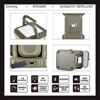 Image showing 8 th Tru De-Light Buddy, Dimmable, 3-in-1, LED Light, Power Bank, Strong Bt Speaker, Main + 2 Independent Side Lights