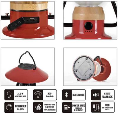 Image showing  240-Lumen Romantico LED All-in-1 Lamp and Bluetooth Music Speaker, Fire Red