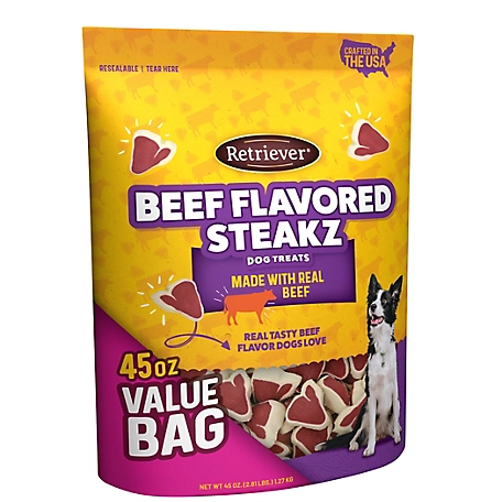 Retriever Beef Flavor Steakz Dog Treats, 45 oz.