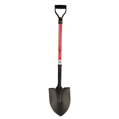 Workforce Round Point Shovel - 28 in. Fiberglass Handle - 16 Gauge Steel Head and D-Grip