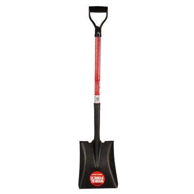 Workforce Square Point Shovel - Sturdy 28 in. Fiberglass Handle - Heavy Duty 16 Gauge Steel Head, 1236-1