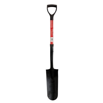 Workforce Tools Drainage Spade - Sturdy 28 in. Fiberglass Handle - Heavy Duty 16 Gauge Steel Head, 1256-1