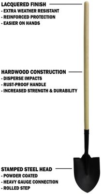 Image showing  48 in. Wood Handle Heavy-Duty Round Point Shovel