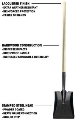 Image showing  48 in. Wood Handle Heavy-Duty Square Point Shovel