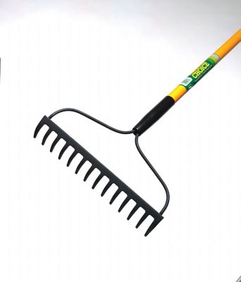 Image showing  16-Tine Bow Rake - 54 in. Fiberglass Handle - 14 Gauge Steel Blade