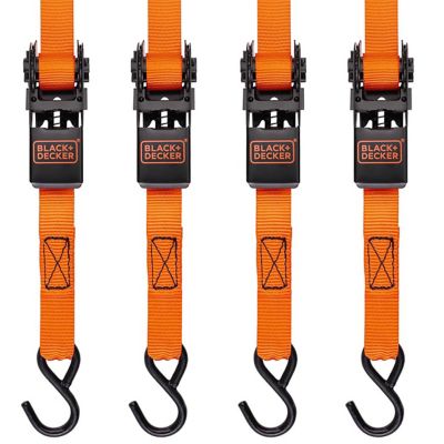 Black & Decker 1 in. x 10 ft. Light Duty Ratchet Tie-Down Straps 900 Lb. Break Strength (4 Pack), BD1005