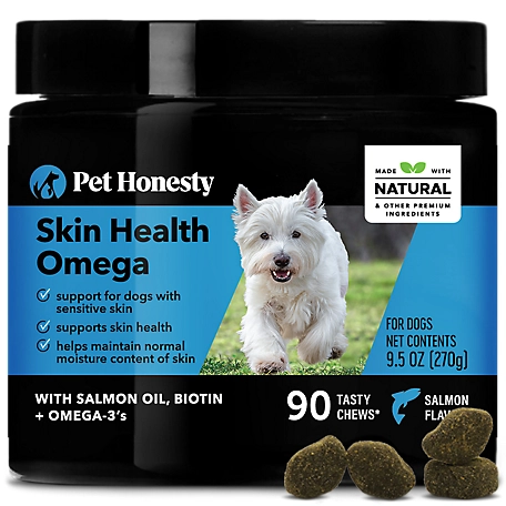 Pet Honesty Skin Health Omega Salmon Flavor Soft Chews Supplement for Dogs