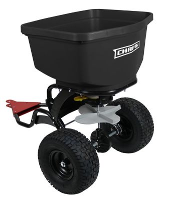 Chapin 8622B: 150-pound Poly Hopper Auto-stop Tow Behind Spreader, Black