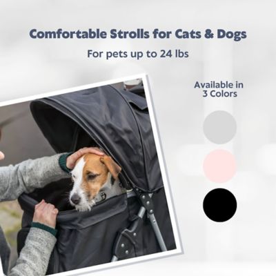 Image showing  Foldable Pet Stroller with Weather Cover, Storage Basket and Cup Holder for Cats and Dogs
