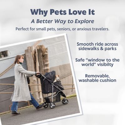 Image showing  Foldable Pet Stroller with Weather Cover, Storage Basket and Cup Holder for Cats and Dogs