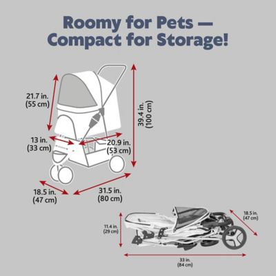 Image showing  Foldable Pet Stroller with Weather Cover, Storage Basket and Cup Holder for Cats and Dogs
