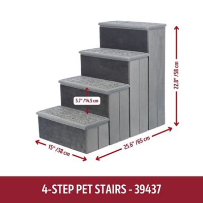 Image showing  4-Step Foldable Velour Pet Stairs with Collapsible Storage Compartments for Pet Toys