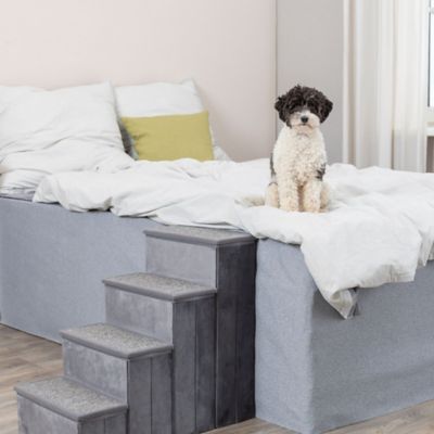 Image showing 5 th TRIXIE 4-Step Foldable Velour Pet Stairs with Collapsible Storage Compartments for Pet Toys