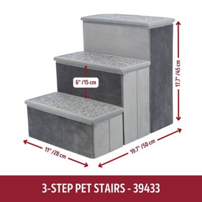 Image showing  3-Step Foldable Velour Pet Stairs with Collapsible 11 in. Wide Storage Compartments for Pet Toys