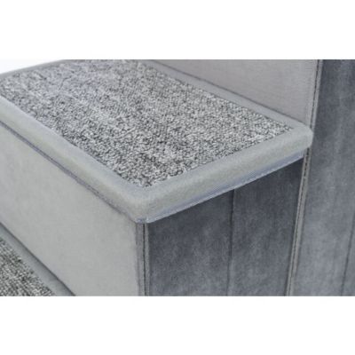 Image showing  3-Step Foldable Velour Pet Stairs with Collapsible 11 in. Wide Storage Compartments for Pet Toys