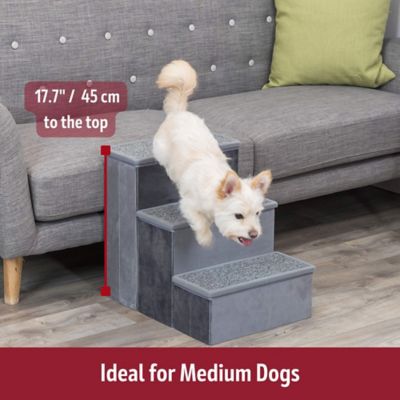 Image showing  3-Step Foldable Velour Pet Stairs with Collapsible 11 in. Wide Storage Compartments for Pet Toys 39435
