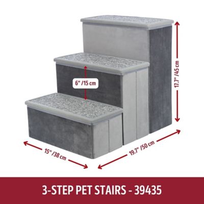 Image showing 7 th TRIXIE 3-Step Foldable Velour Pet Stairs with Collapsible 11 in. Wide Storage Compartments for Pet Toys 39435