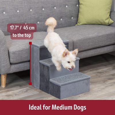 Image showing 8 th TRIXIE 3-Step Foldable Velour Pet Stairs with Collapsible 11 in. Wide Storage Compartments for Pet Toys 39435