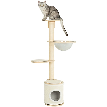 TRIXIE 54.3 in. Mateo Modern Wall-Mounted Cat Tree with Bubble Hammock