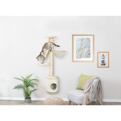 Image showing  54.3 in. Mateo Modern Wall-Mounted Cat Tree with Bubble Hammock