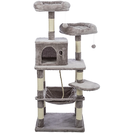 TRIXIE 56.3 in. Eduardo Cat Tree with Hammock, Condo, Cat Toys and Rope