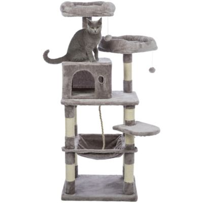 Image showing  56.3 in. Eduardo Cat Tree with Hammock, Condo, Cat Toys and Rope