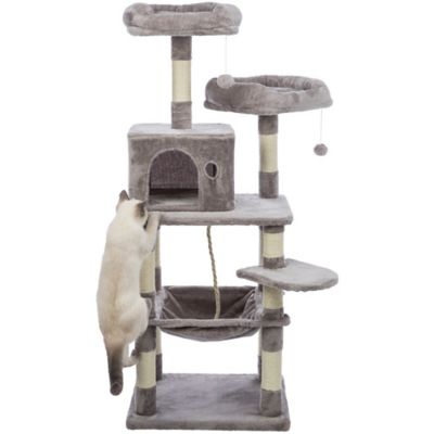 Image showing  56.3 in. Eduardo Cat Tree with Hammock, Condo, Cat Toys and Rope