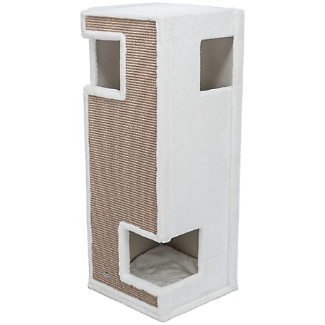 TRIXIE 39.4 in. Gerardo 3-Story Cat Tower with Scratching Surface and Removable Cushions
